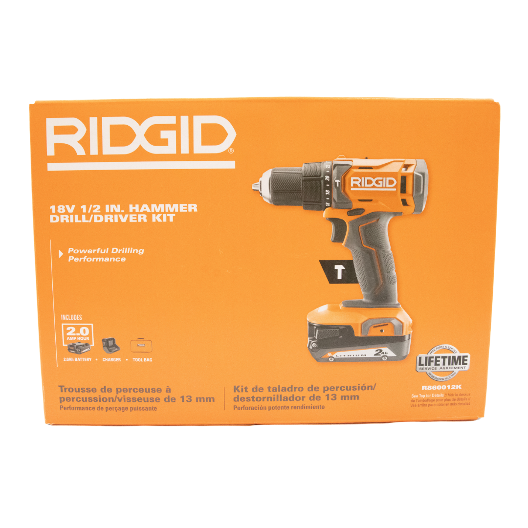 Buy Ridgid 18V 1 2in Hammer Drill Driver Kit R860012K Wholesale