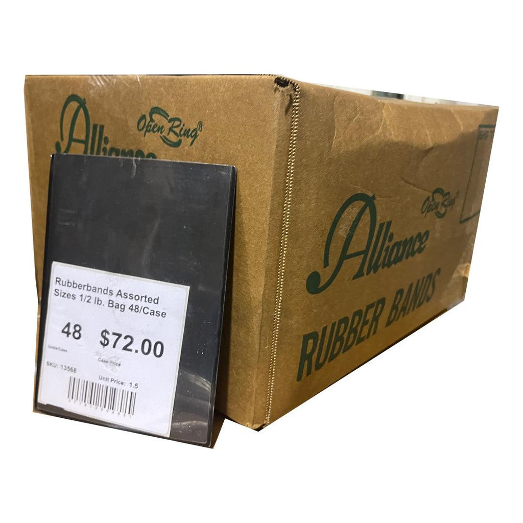 Rubberbands Assorted Sizes 1/2 lb. Bag 48/Case - Wholesale & Liquidation Experts